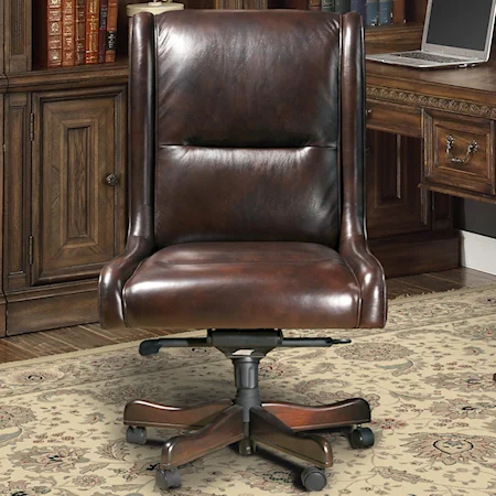 Traditional Armless Leather Desk Chair